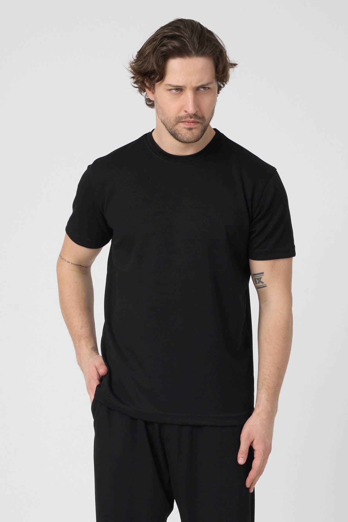 Erkek Örme Viskon Takım Siyah