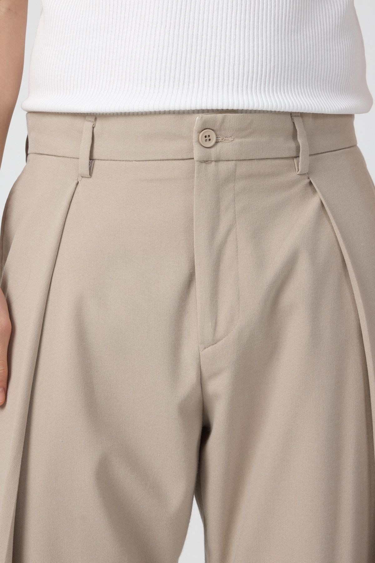 Erkek Pileli Fashion Pantolon Bej