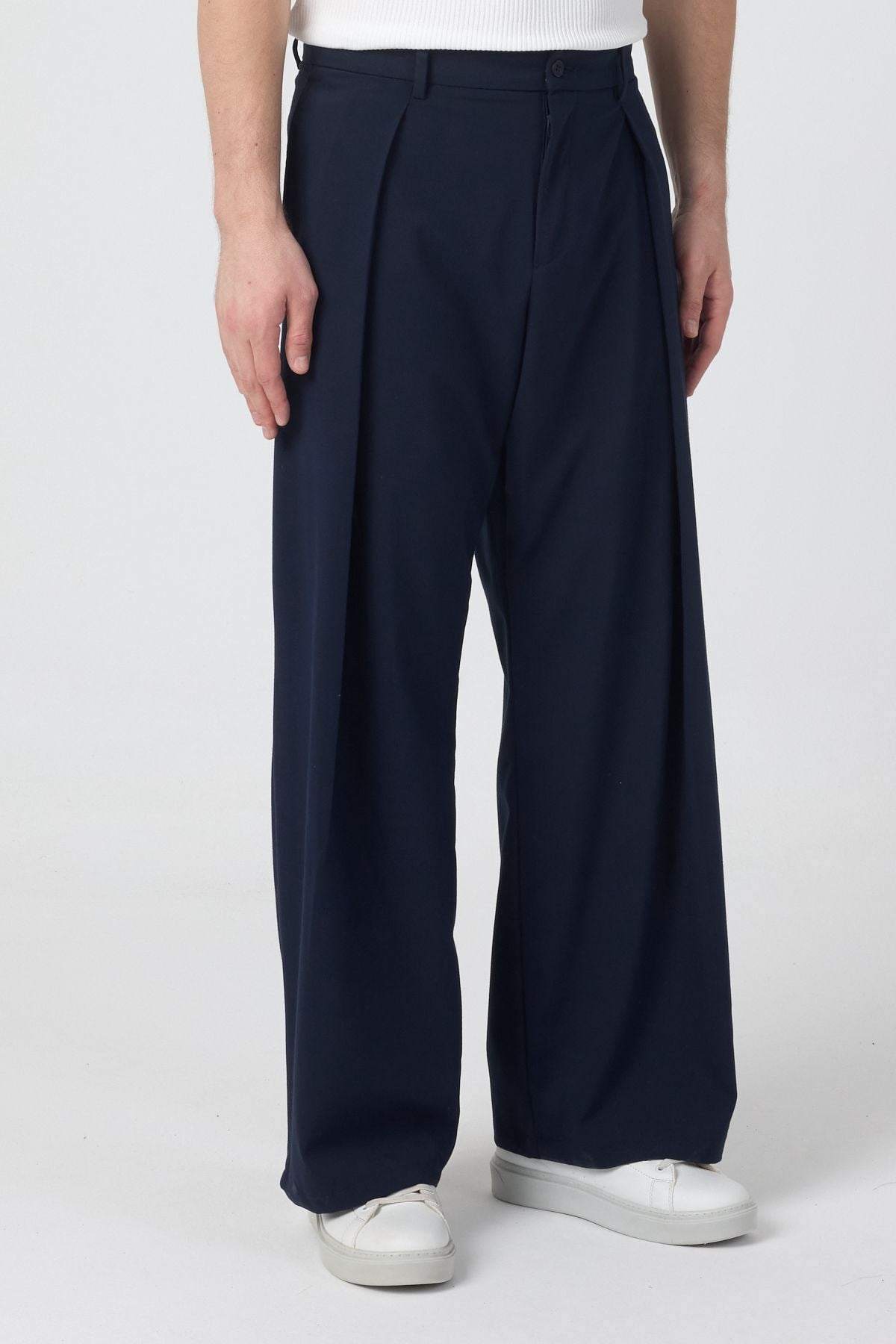 Erkek Pileli Fashion Pantolon Lacivert