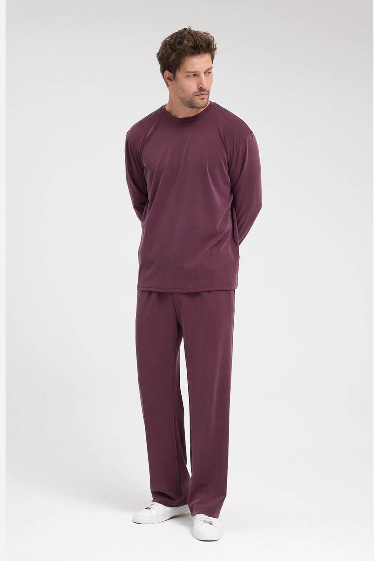 Erkek Roma&Monada  Oversize Oysho Kumaş Takım Bordo