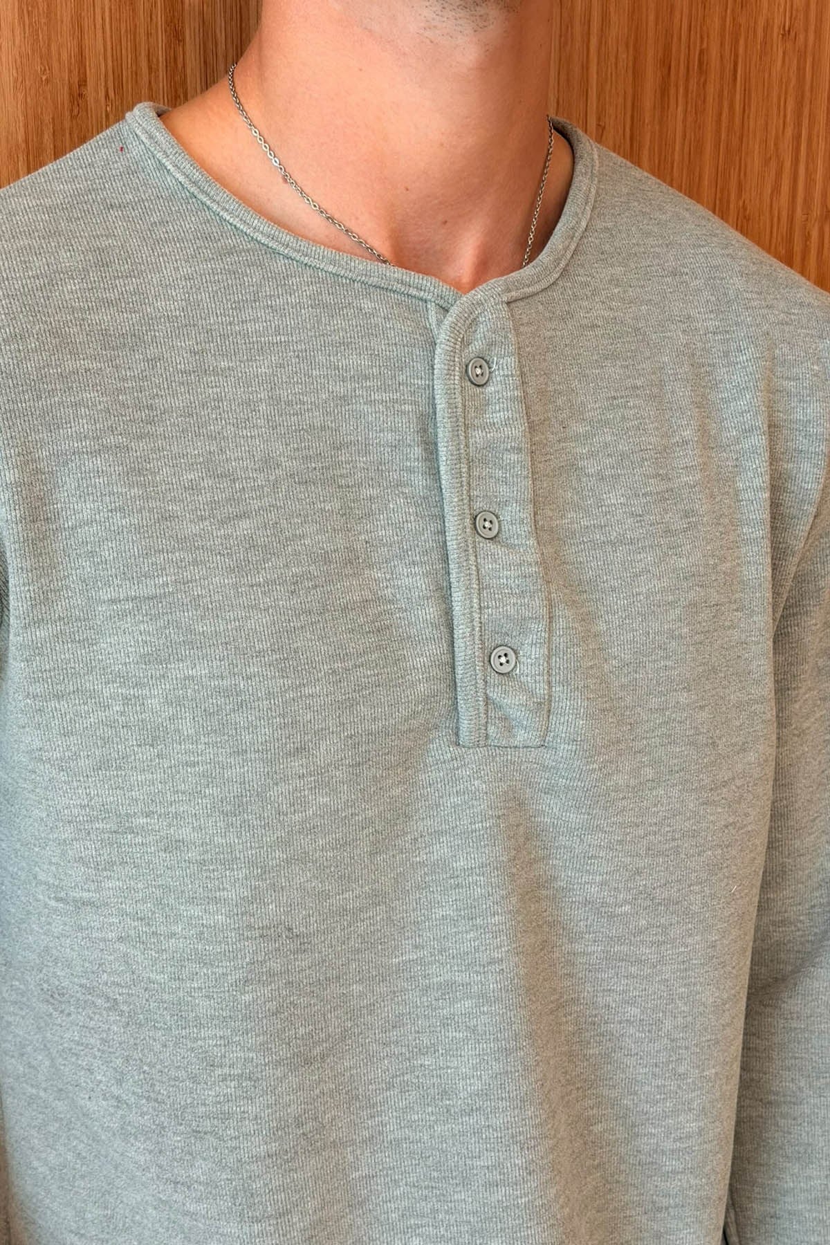 Erkek Sierre Henley Yaka Selanik T-Shirt Gri