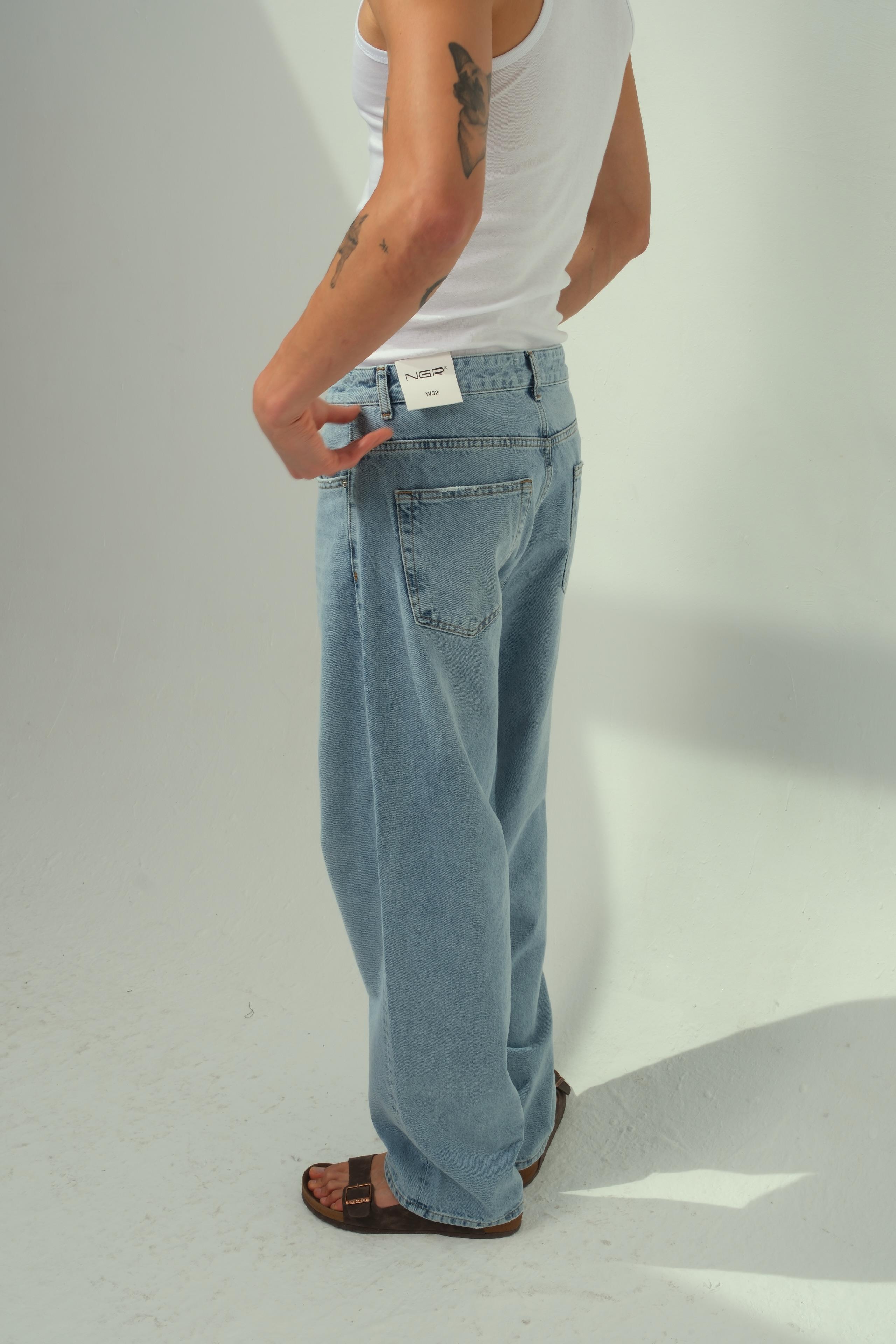 Erkek Rodri Baggy Jeans Mavi