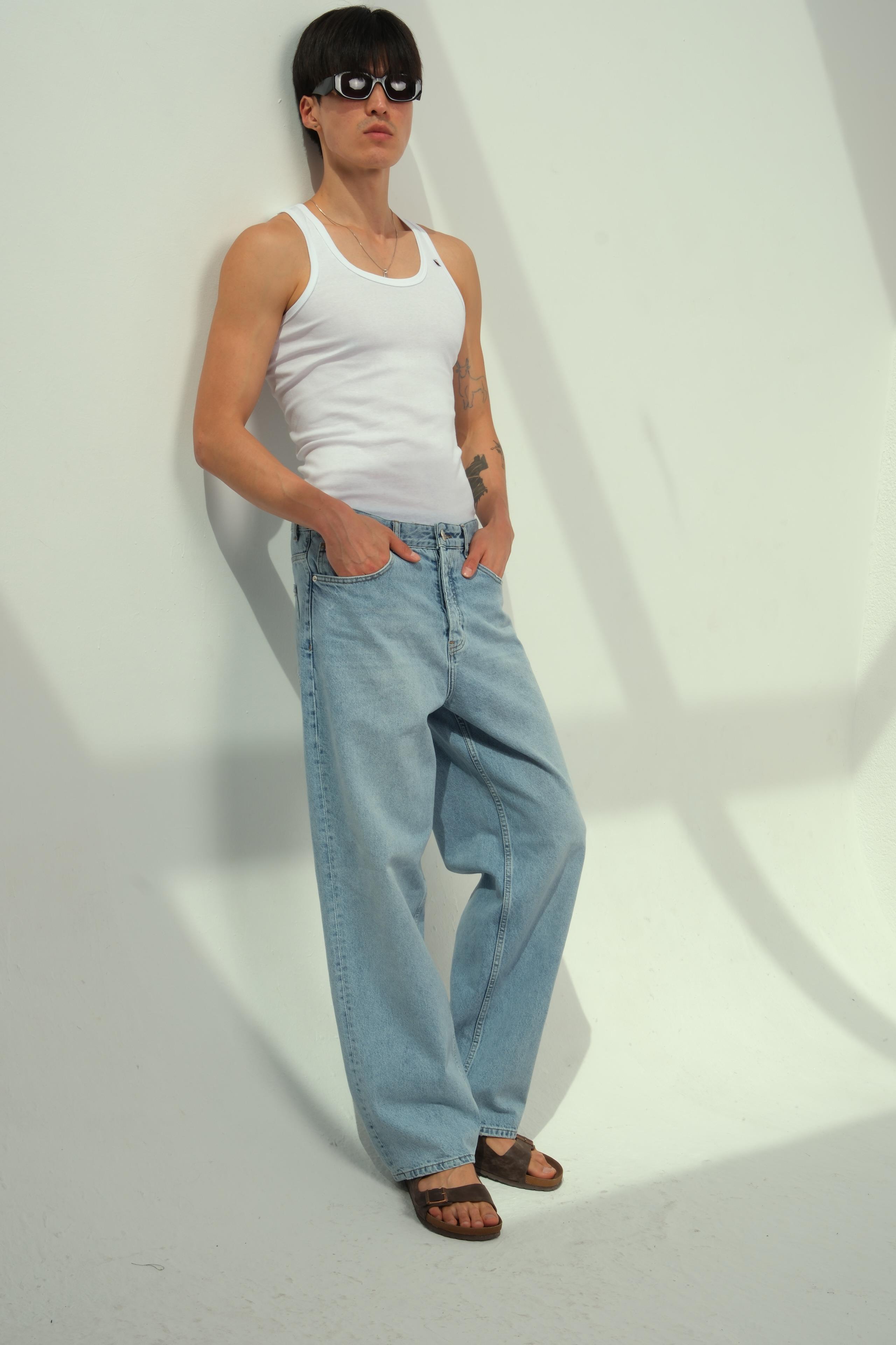 Erkek Rodri Baggy Jeans Mavi