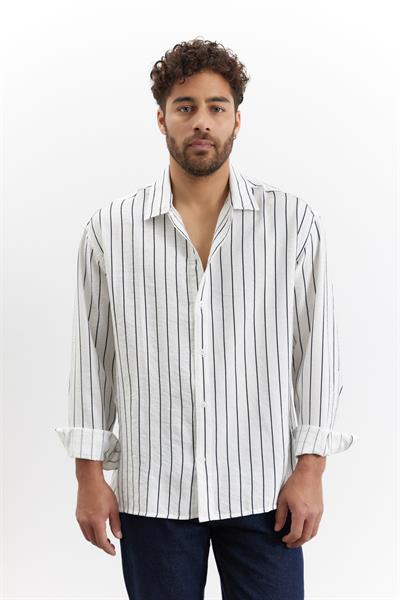 Camden Çizgili Gömlek Beyaz