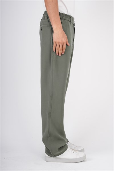 Erkek Baggy Modal Kumaş Pantolon kansas Haki Yeşil