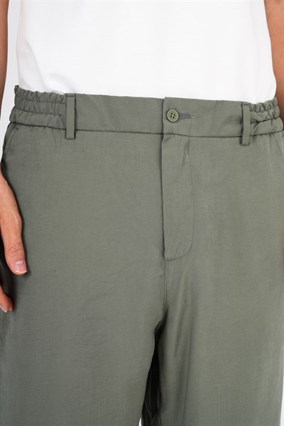 Erkek Baggy Modal Kumaş Pantolon kansas Haki Yeşil