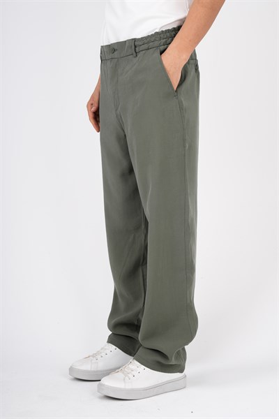 Erkek Baggy Modal Kumaş Pantolon kansas Haki Yeşil
