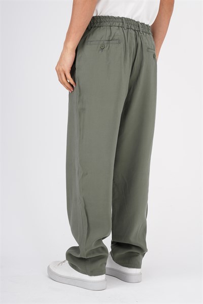 Erkek Baggy Modal Kumaş Pantolon kansas Haki Yeşil
