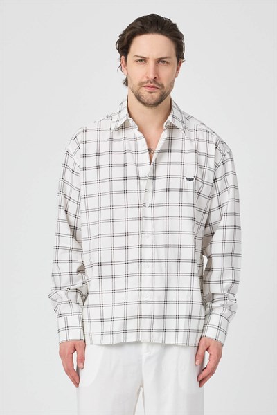 Erkek Colorado Modal Oversize Ekose Gömlek Kahve Rengi