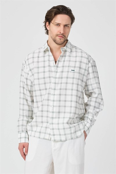 Erkek Colorado Modal Oversize Ekose Gömlek Yeşil