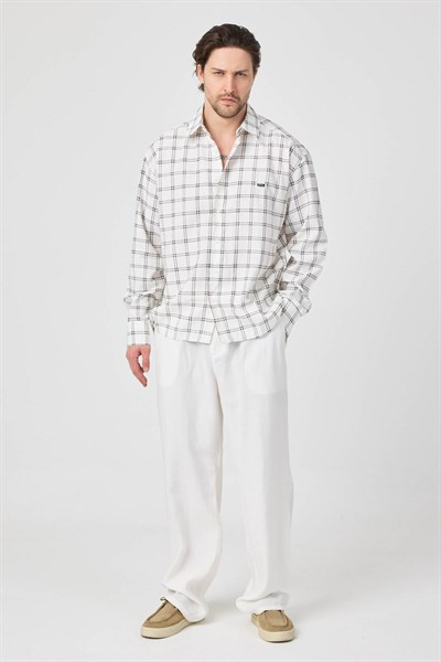 Erkek Colorado Modal Oversize Ekose Gömlek Kahve Rengi