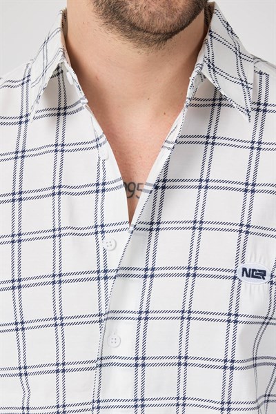 Erkek Colorado Modal Oversize Ekose Gömlek Lacivert