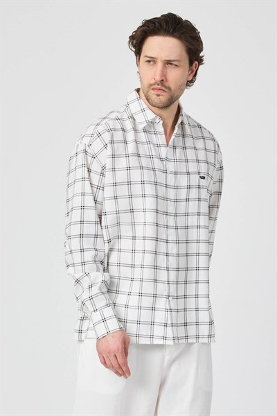 Erkek Colorado Modal Oversize Ekose Gömlek Siyah