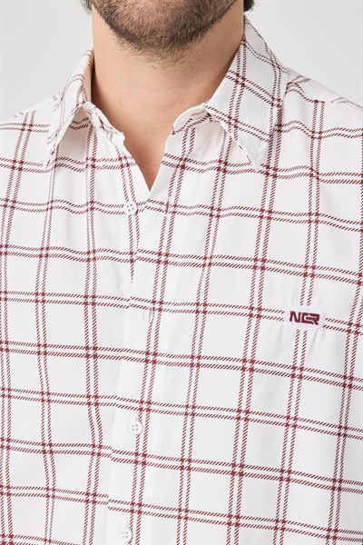 Erkek Colorado Modal Oversize Ekose Gömlek Bordo