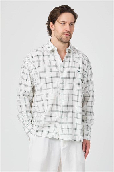 Erkek Colorado Modal Oversize Ekose Gömlek Yeşil