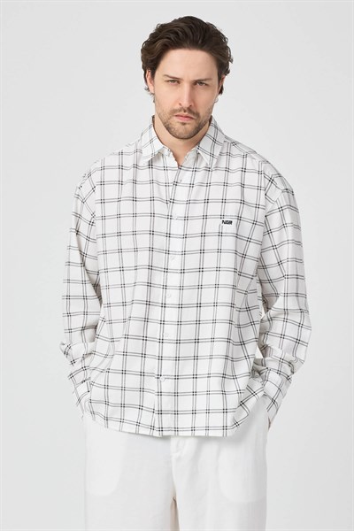 Erkek Colorado Modal Oversize Ekose Gömlek Siyah