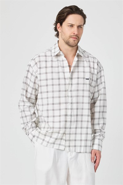 Erkek Colorado Modal Oversize Ekose Gömlek Kahve Rengi