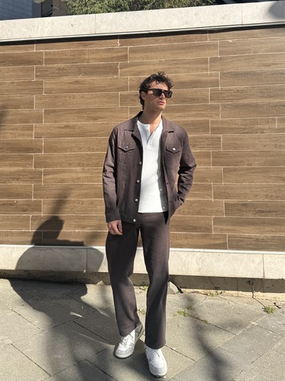 Erkek Çift Cepli Denim  Ceket Montana Kahve Rengi