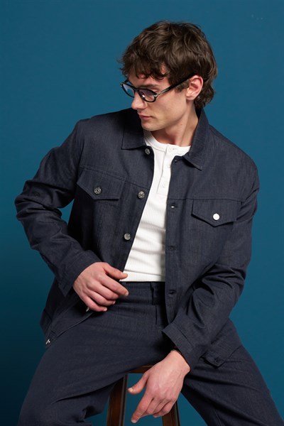 Erkek Çift Cepli Denim  Ceket Montana Lacivert