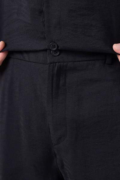 Erkek Leon&zaragoza Desenli  Oversize Şortlu Takım Siyah
