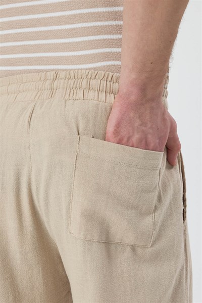 Erkek Loja Hafif Keten Pantolon Bej