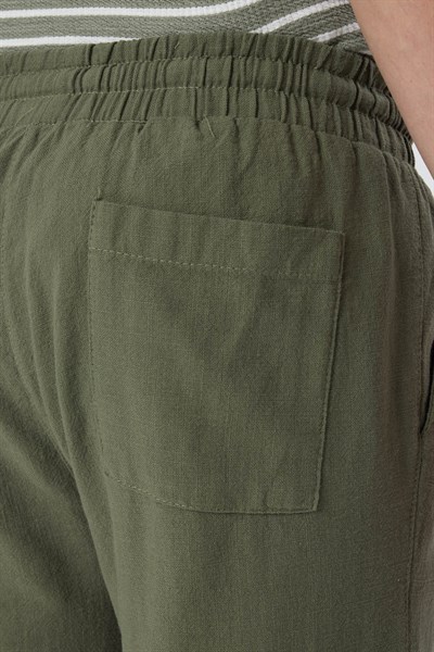Erkek Loja Hafif Keten Pantolon Haki Yeşil
