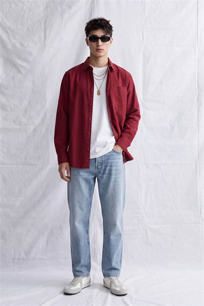 Erkek Lugano Oversize Cepli Gömlek Bordo