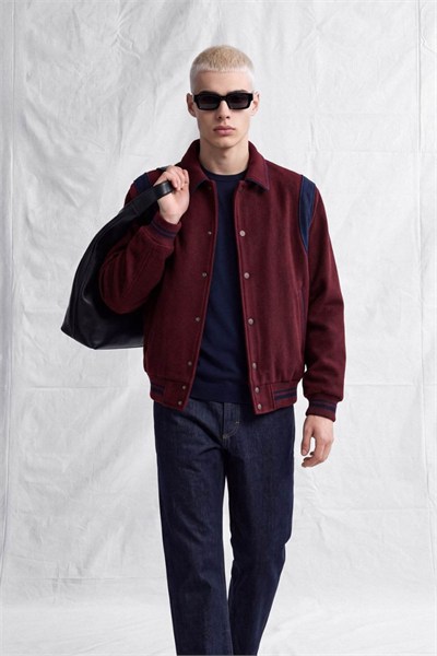 Erkek Megane Oversize Kaşe Mont Bordo