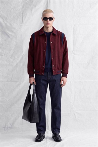 Erkek Megane Oversize Kaşe Mont Bordo