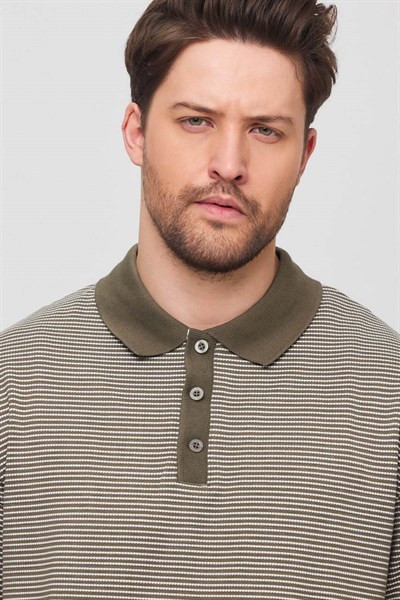 Erkek Milos Yakalı T-Shirt Haki Yeşil