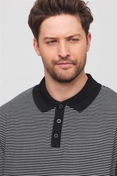 Erkek Milos Yakalı T-Shirt Siyah