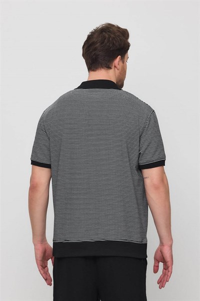Erkek Milos Yakalı T-Shirt Siyah