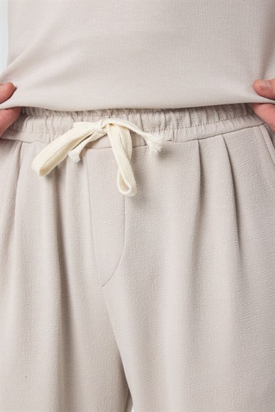 Erkek Örme Kumas Viskon Takım Bej