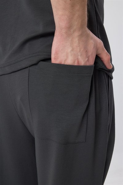 Erkek Örme Kumas Viskon Takım Gri