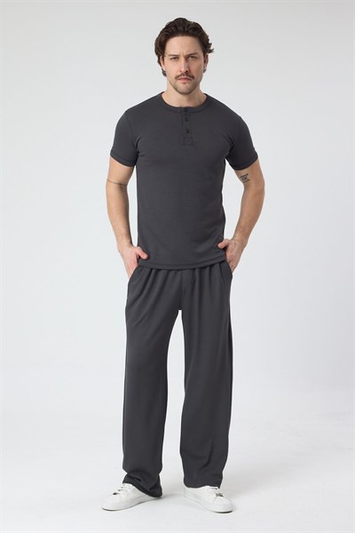 Erkek Örme Kumas Viskon Takım Gri