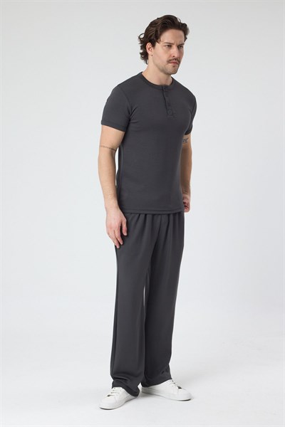 Erkek Örme Kumas Viskon Takım Gri