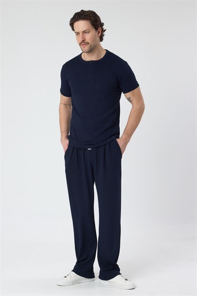 Erkek Örme Kumas Viskon Takım Lacivert