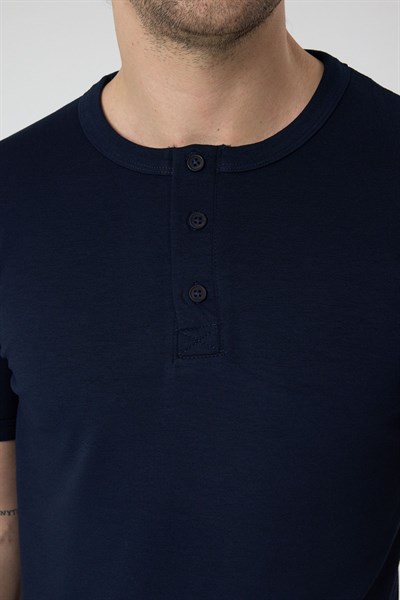 Erkek Örme Kumas Viskon Takım Lacivert