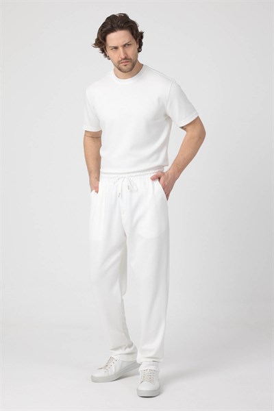Erkek Örme Viskon Takım Beyaz