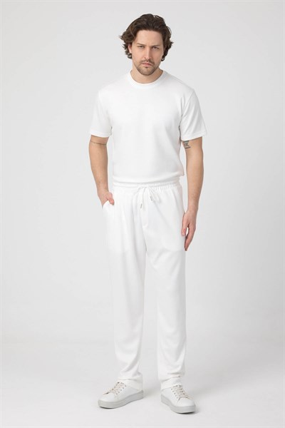 Erkek Örme Viskon Takım Beyaz