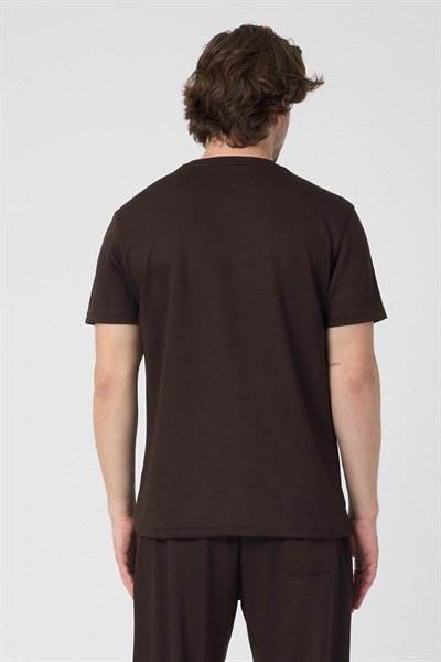 Erkek Örme Viskon Takım Kahve Rengi