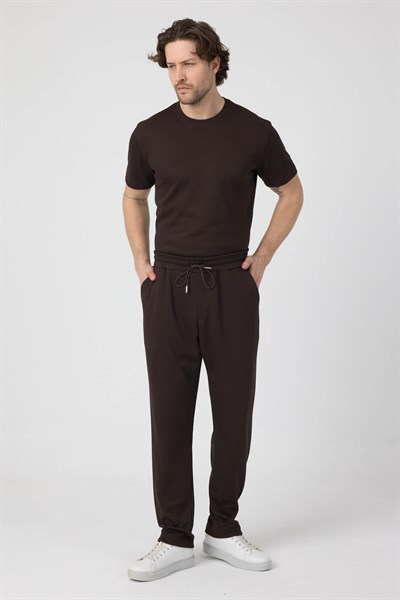 Erkek Örme Viskon Takım Kahve Rengi
