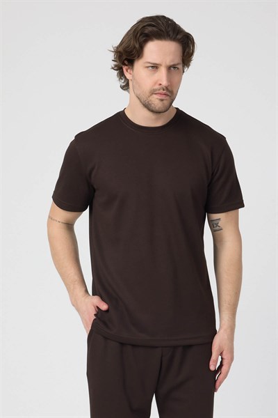 Erkek Örme Viskon Takım Kahve Rengi