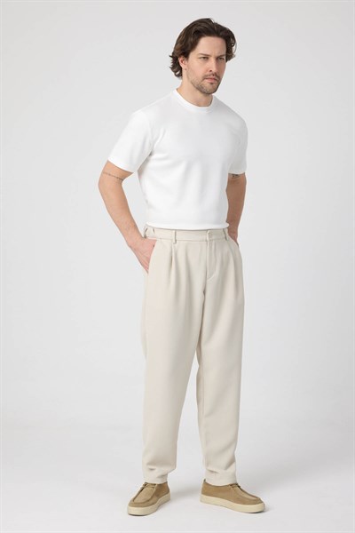 Erkek Petek Örme Pamuklu Takım Bej