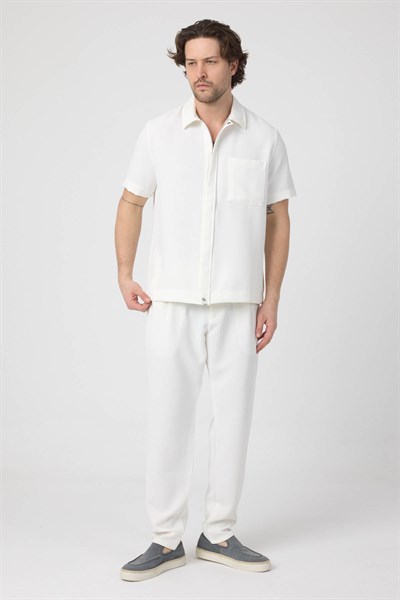 Erkek Petek Örme Pamuklu Takım Beyaz