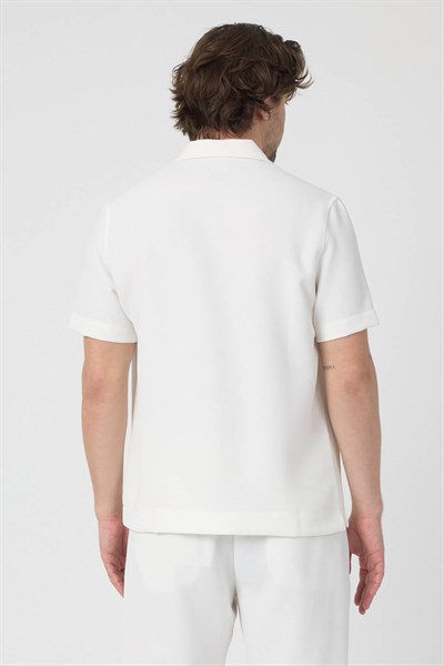 Erkek Petek Örme Pamuklu Takım Beyaz