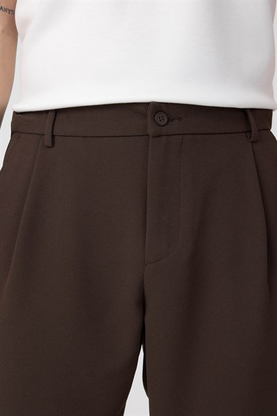 Erkek Petek Örme Pamuklu Takım Kahve Rengi