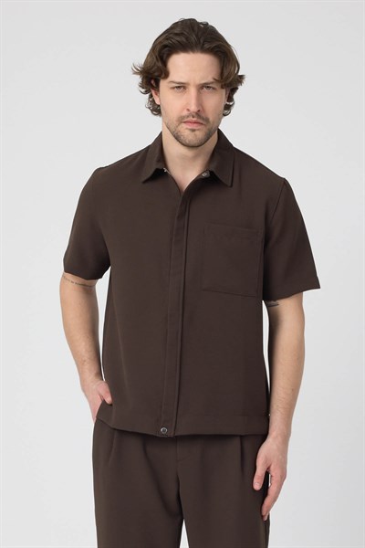 Erkek Petek Örme Pamuklu Takım Kahve Rengi