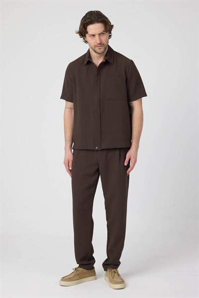 Erkek Petek Örme Pamuklu Takım Kahve Rengi