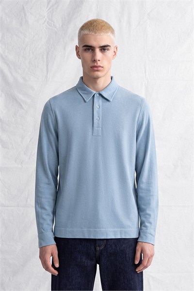 Erkek Polo Yaka Selanik Kumas Etford T-Shirt Bebe Mavi
